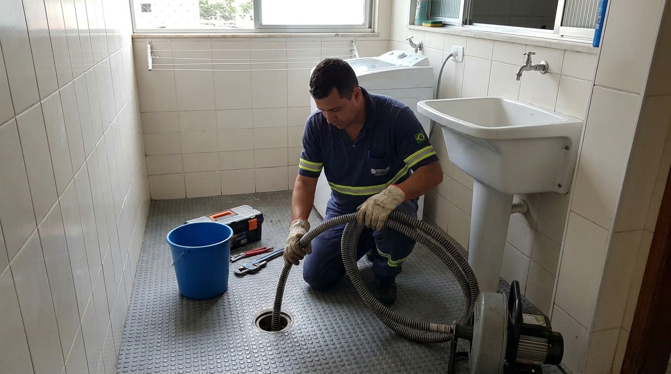 Desobstrução na Cozinha no Conjunto Fabiana, Goiânia‑GO